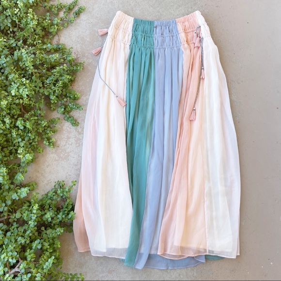 Antik Batik Cleo Pastel Silk Chiffon Maxi Skirt - Picture 3 of 6